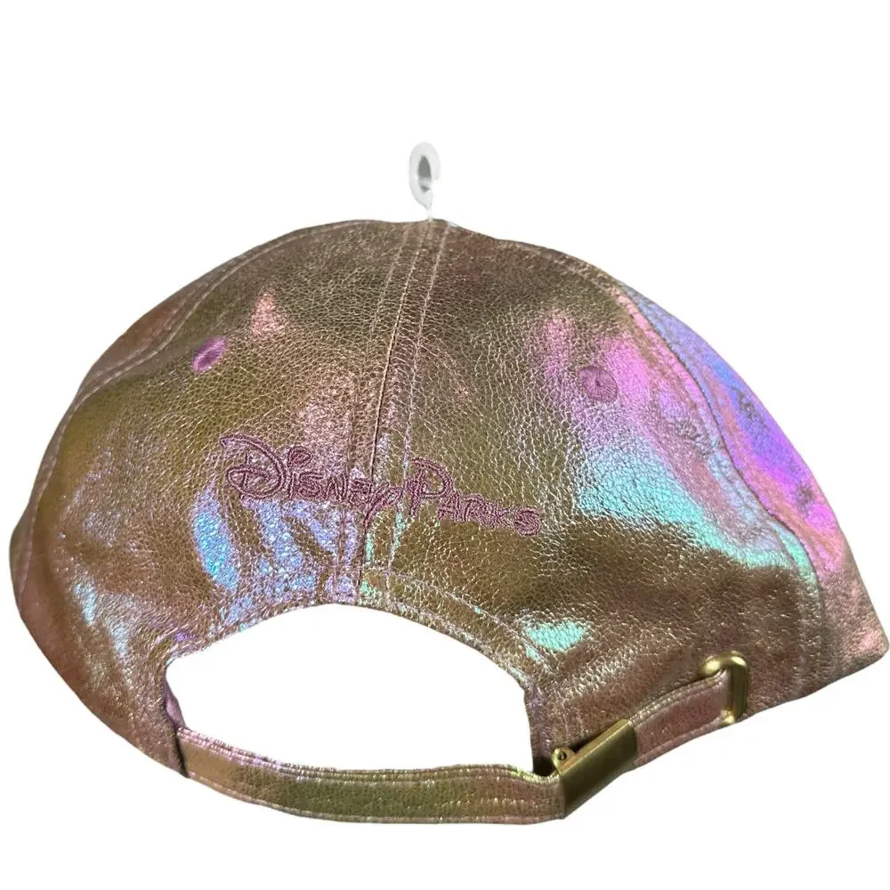 Disney NEW Earidescent Iridescent Mickey Embroidered Baseball Cap Hat Pink OS